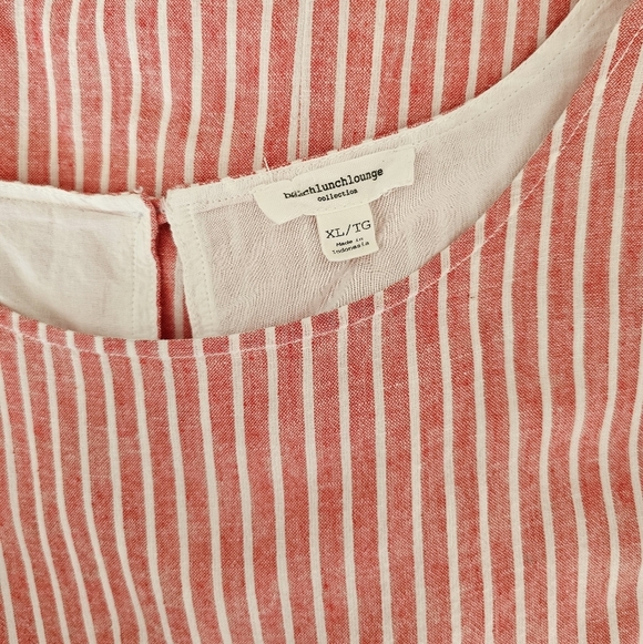 Beach Lunch Lounge Red & White Sleeveless Stripe Linen Dress - Picture 10 of 15